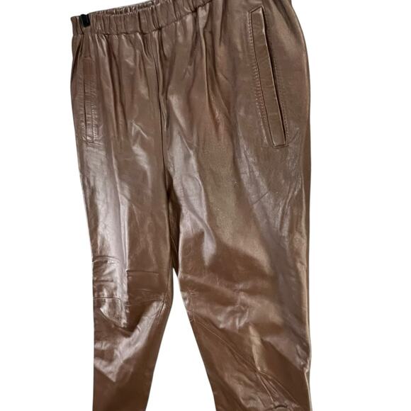 Vintage 90s Charles Klein Leather Pants S Chocolate Brown High Rise Retro Moto - Picture 3 of 14